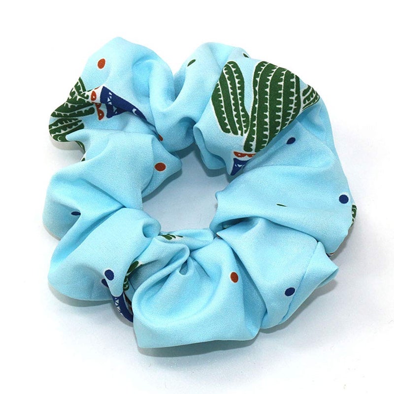 Fodattm 4PCS Elastic Hair Scrunchies Hair Bands Hair Ties Scrunchy Hair Rope Ponytail Holder for Women (Cactus pattern) - Image 2